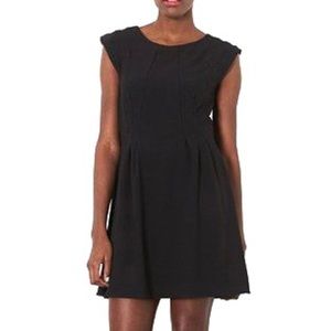 Topshop Black Crepe Fit and Flare Dress Size 12